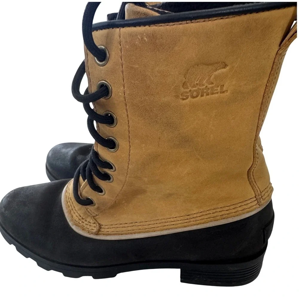 Sorel Emelie 1964 Winter Waterproof boots Womens 6.5 Tan Black Utility‎ Gorpcore